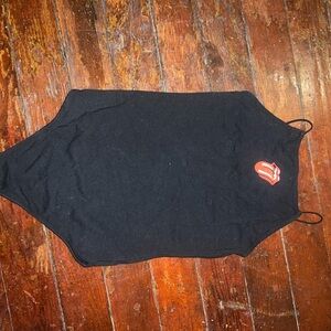 American Eagle Black Bodysuit with Red Tongue